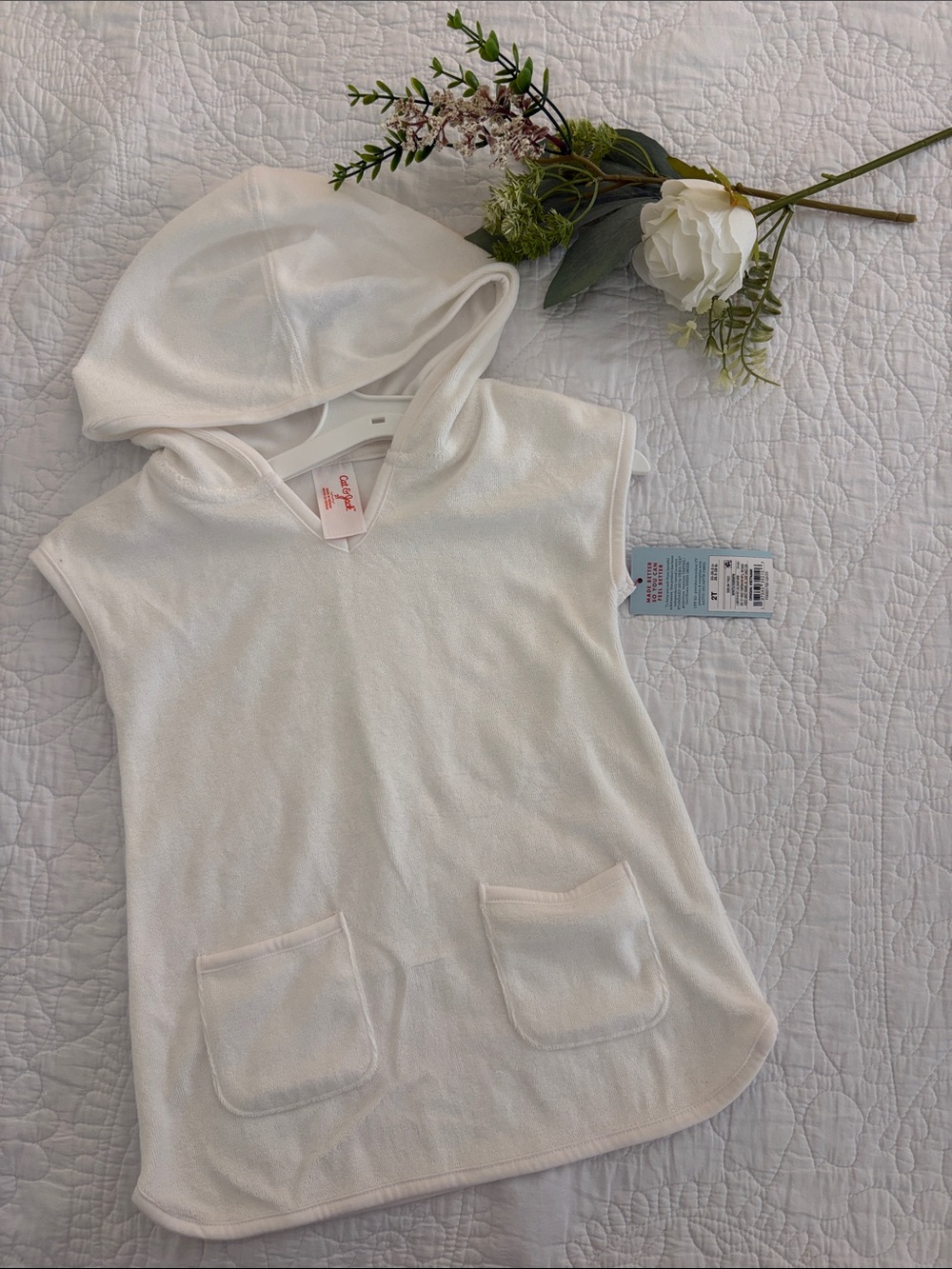 Cat & Jack White Hooded Terry Tunic - Girls